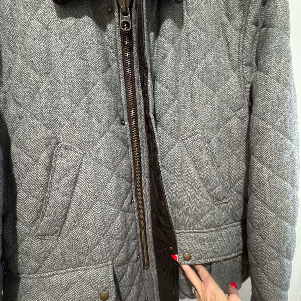 Jos. A. Bank 1905 Collection Gray Zip  Herringbone Quilted Barn Coat Men M - Picture 8 of 16